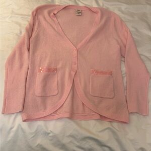 Vintage Faded Glory Cardigan Sweater Button Down in Baby Pink Size XL